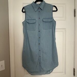 Equipment Denim Sleeveless Shirtdress Button Down Size S